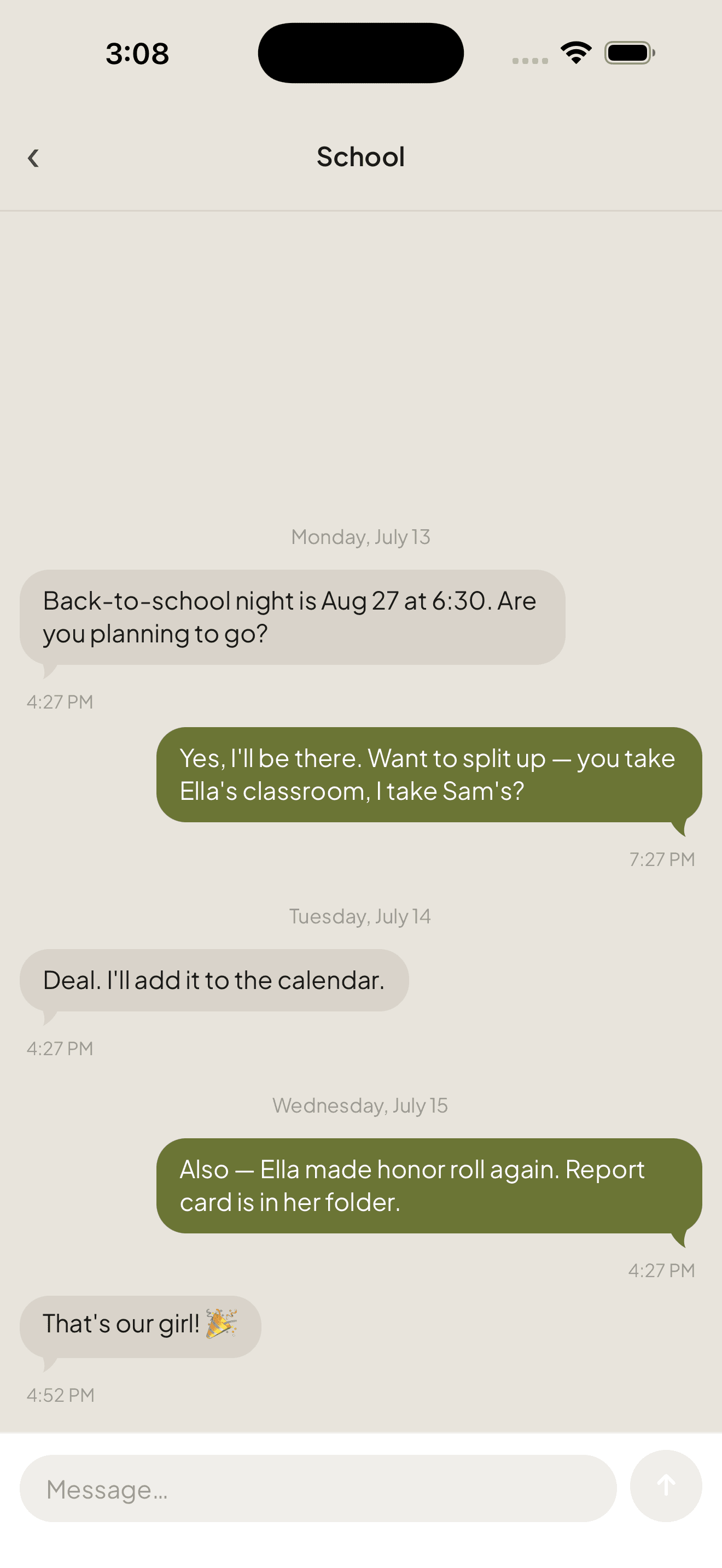 Switchday messages